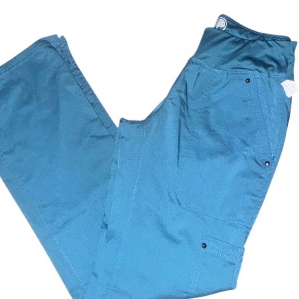 Healing Hands Scrub Pants XXS Womens Teal Green Elastic Waist Utility Pockets